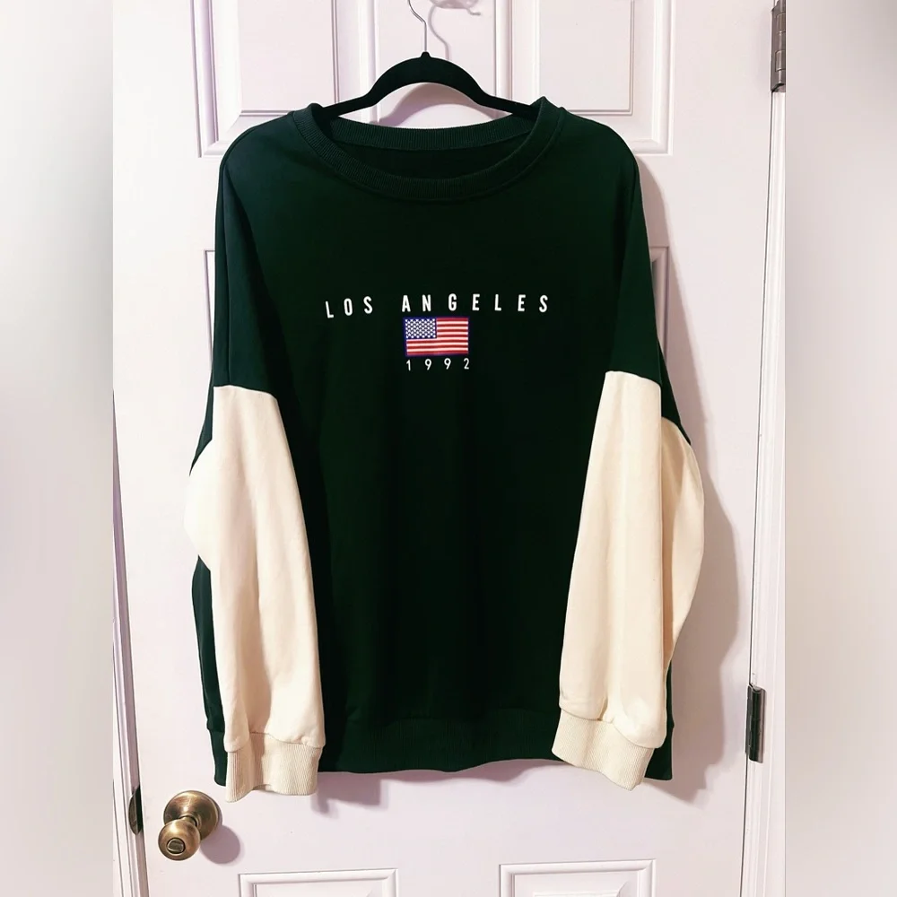 Green Los Angeles Oversized Graphic Sweatshirt - Picture 1 of 2
